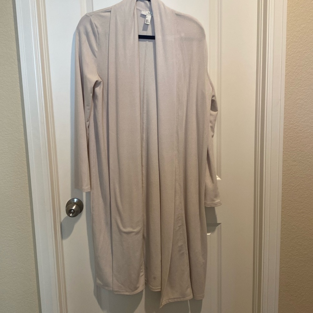 Halston long cream cardigan size medium